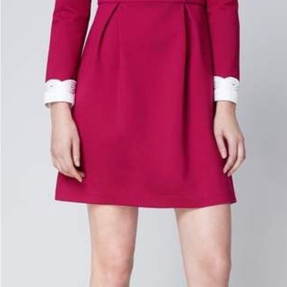 Ted Baker Burgundy Shealah Mini Dress with White Cuff & Collar Accents LIKE NEW - Picture 2 of 11